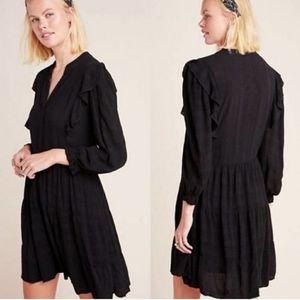 Anthropologie Black Ruffle Dress